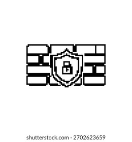 Icono de firewall pixelado. Protección de seguridad.