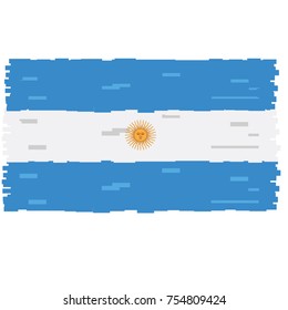Pixelated flag of Argentina isolated on white background, Vector illustration