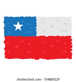 Pixelated flag of Chile isolated on white background, Vector illustration