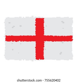 Pixelated flag of England isolated on white background, Vector illustration