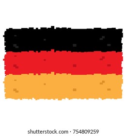 Pixelated flag of Germany isolated on white background, Vector illustration