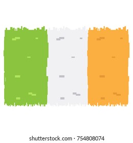 Pixelated flag of Ireland isolated on white background, Vector illustration