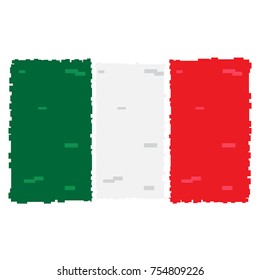 Pixelated flag of Italy isolated on white background, Vector illustration