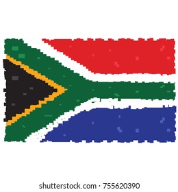 Pixelated flag of South Africa, Vector illustration