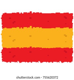 Pixelated flag of Spain isolated on white background, Vector illustration