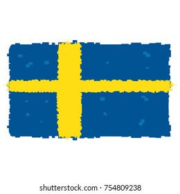 Pixelated flag of Sweden isolated on white background, Vector illustration