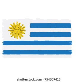 Pixelated flag of Uruguay isolated on white background, Vector illustration