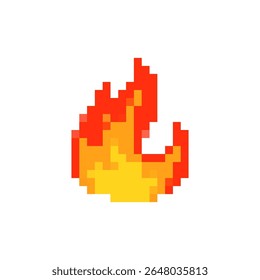 Pixelated flame icon in red and yellow hues resembling retro game style evokes nostalgic game design.
