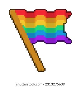 Pixelated Flapping Pride Flag, Isolated