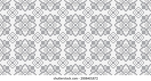 Pixelated flowers background. Seamless pattern. Vector.