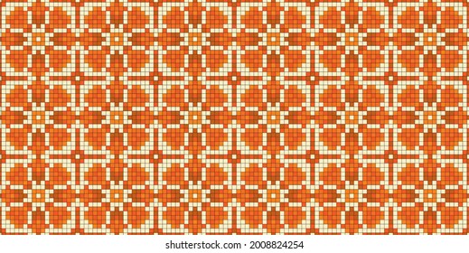 Pixelated flowers background. Seamless pattern. Vector.
