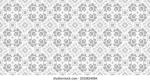 Pixelated flowers background. Seamless pattern. Vector.