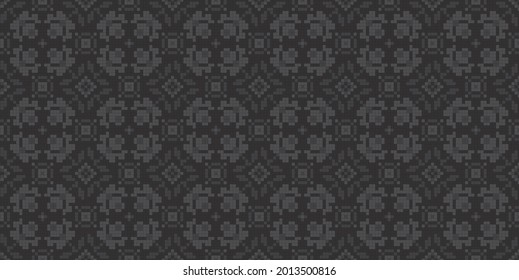 Pixelated flowers background. Seamless pattern. Vector.