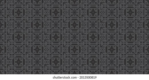 Pixelated flowers background. Seamless pattern. Vector.