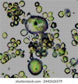 Pixelated full-color multicolor pattern of particles of a polydisperse system