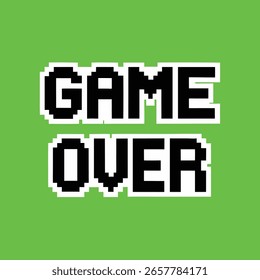 Pixelated game over text message retro design on transparent background