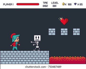 pixelated game scenery icons vector illustration graphic design