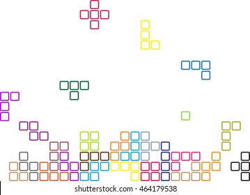 Pixelated Game Tetris - Vector Colorful Pattern With Bricks.