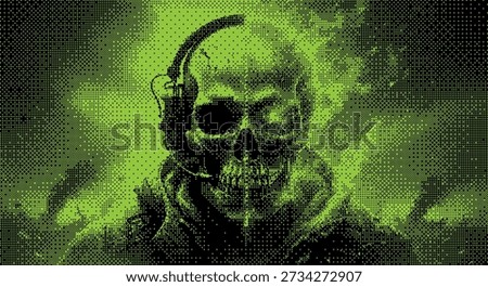 Pixelated Gaming Bitmap Halftone Art