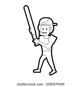 Pixelated gangster with bat