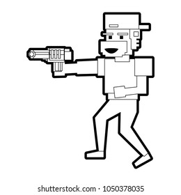 Pixelated ganster with handgun