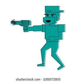 Pixelated ganster with handgun