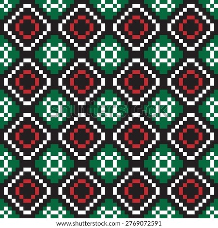 Pixelated Geometric Diamond Tile Repetitive Classic Pattern Design Element