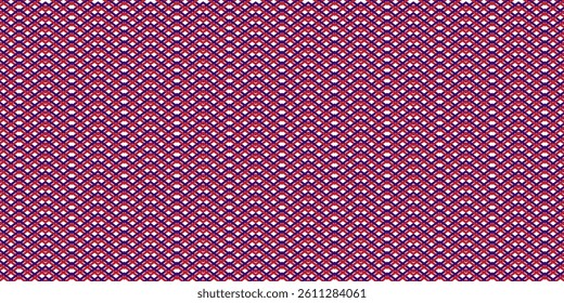 Pixelated Geometric Weave  Interlocking Red and Indigo Motif on White, Seamless Pattern
