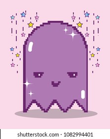 Pixelated ghost videogame character