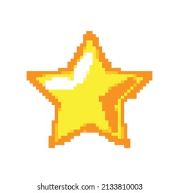 pixelated gold star icon isolated