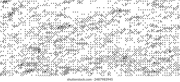 Pixelated grain sand texture bitmap. Dither grunge background. Abstract dotted glitchy pattern. Video game screen wallpaper. Retro comic pixel art overlay backdrop. Rough speckles effect vector