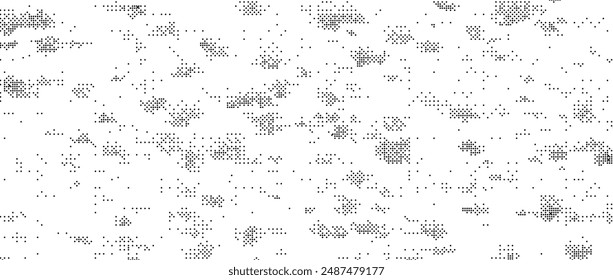 Pixelated grain texture bitmap. Abstract dotted glitchy pattern. Dither grunge background. Video game screen wallpaper. Retro pixel art backdrop. Comic halftone overlay. Dust speckles effect vector