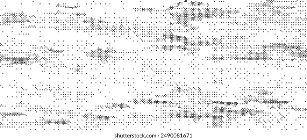 Pixelated grain texture bitmap. Dither grunge background. Abstract dotted glitchy pattern. Video game screen wallpaper. Retro comic pixel art overlay backdrop. Rough speckle effect vector