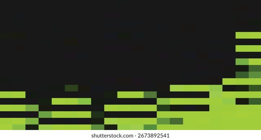 Diseño abstracto verde y negro pixelado con una sensación retro y en bloque.