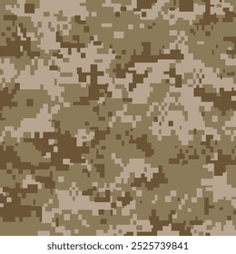 Pixelated green camouflage background. Seamless Tileable Pattern. Vector illustration.