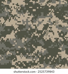 Pixelated green camouflage background. Seamless Tileable Pattern. Vector illustration.