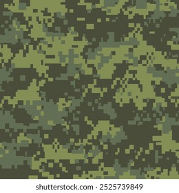 Pixelated green camouflage background. Seamless Tileable Pattern. Vector illustration.