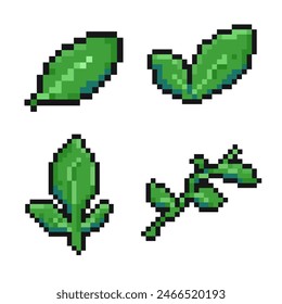 pixelated green greenery sprout leaf pixel art game items nature