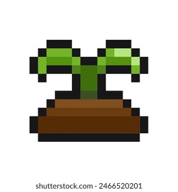 pixelated green greenery sprout leaf pixel art game items nature