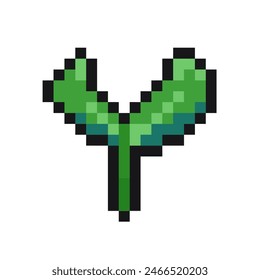 pixelated green greenery sprout leaf pixel art game items nature