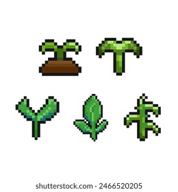 pixelated green greenery sprout leaf pixel art game items nature