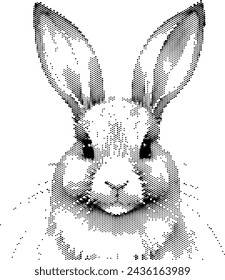 Pixelated greyscale image of an Easter bunny