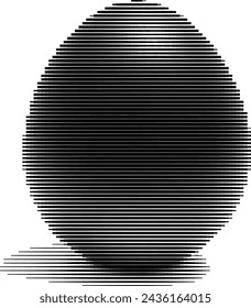 Pixelated greyscale image of a single egg standing upright.