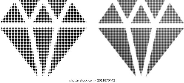 Icono de cristal de medio tono difuso pixelado. Concepto vectorial de medio tono de icono de cristal inflexible compuesto de elementos redondos.