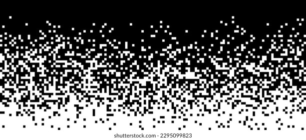 Pixelated halftone gradient noise. black and white fading pixel texture. Dissolving wallpaper. Vector background