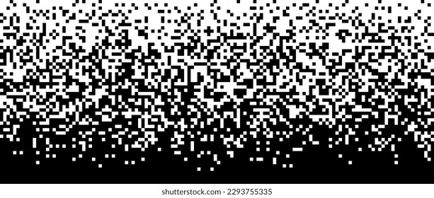 Pixelated halftone gradient noise. Fading pixel texture. Dissolving black and white wallpaper. Vector background