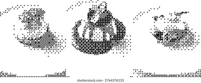 A pixelated halftone illustration of a bayer pattern in a graphic design style, ideal for use in marketing materials, advertising, and lifestyle projects.