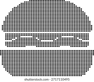 Icono de hamburguesa pixelado hecho de puntos negros sobre fondo blanco símbolo de comida rápida