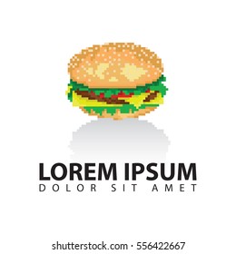 Pixelated hamburger logo design