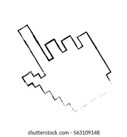 pixelated hand cursor icon image vector illustration design 
